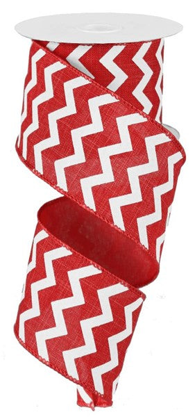 2.5" RED CHEVRON RIBBON - (10YDS)