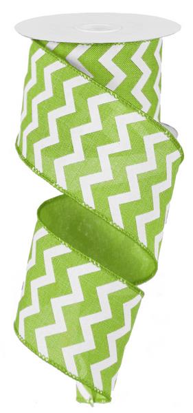 2.5" LIME GREEN CHEVRON RIBBON - (10YDS)
