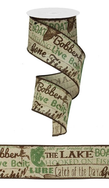 2.5" GONE FISHING RIBBON- (10YDS)