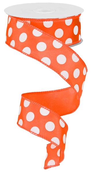 1.5" ORANGE LARGE POLKA DOT RIBBON (10YDS)