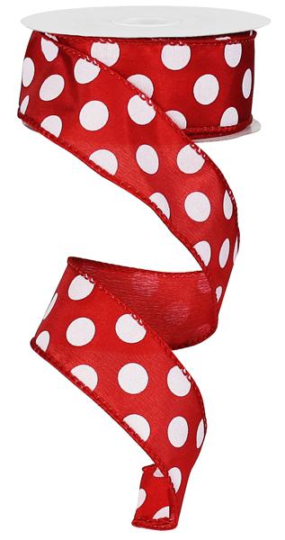 1.5" RED MEDIUM POLKA DOT RIBBON (10YDS)