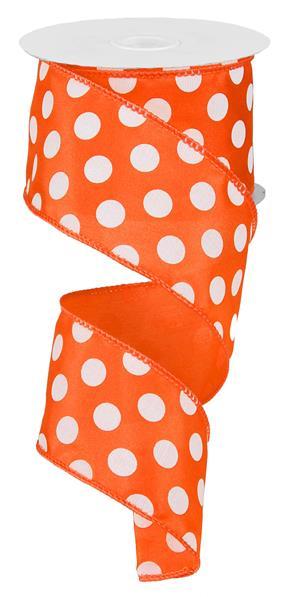 2.5" ORANGE LARGE POLKA DOT RIBBON (10YDS)