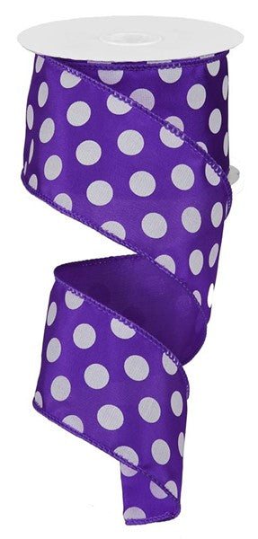 2.5" PURPLE MEDIUM POLKA DOT RIBBON -(10YDS)