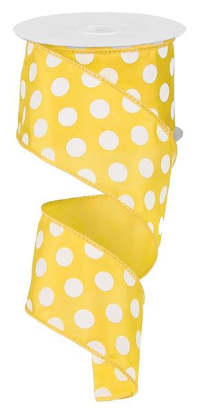 2.5" YELLOW MEDIUM POLKA DOT RIBBON - (10YDS)
