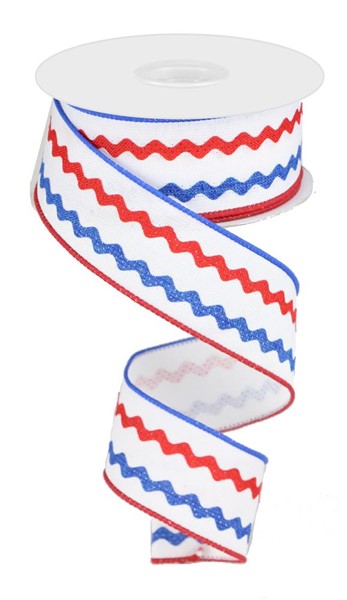 1.5" RED WHITE BLUE RIC RAC RIBBON - (10YDS)
