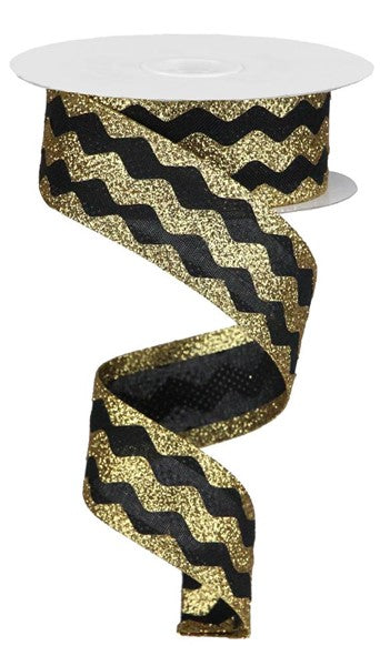 1.5" BLACK AND GOLD RIC RAC - 10YDS