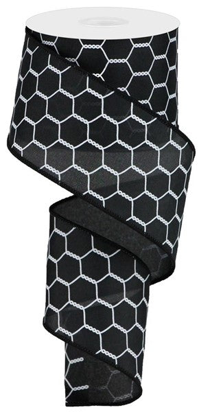 2.5" BLACK CHICKEN WIRE RIBBON - 10YDS
