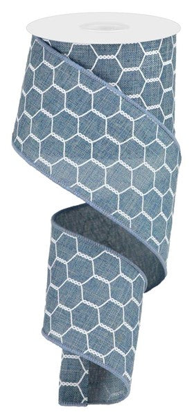2.5" DENIM CHICKEN WIRE RIBBON - 10YDS