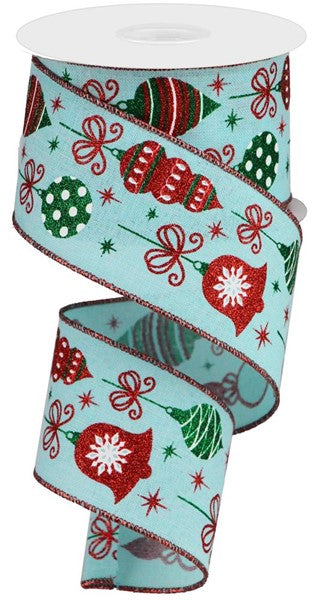 2.5" X 10YDS - VINTAGE ORNAMENTS ICE BLUE