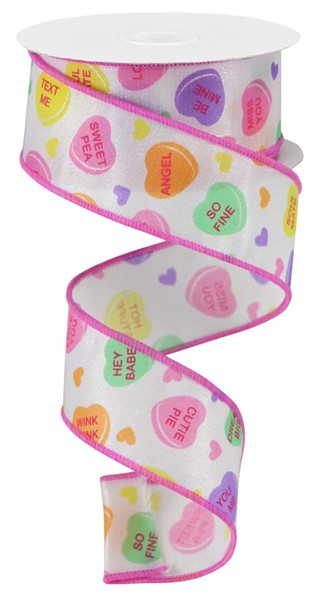 1.5" x 10YDS - CANDY CONVERSATION HEARTS