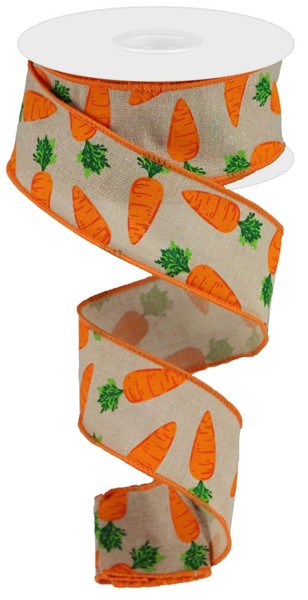 1.5" x 10yds - CARROTS ON NATURAL