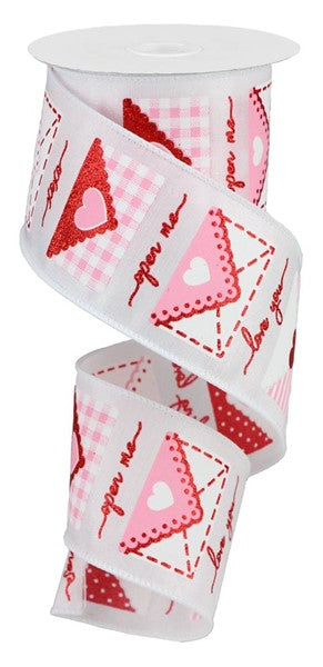 2.5" LOVE LETTERS ON WHITE - 10YDS