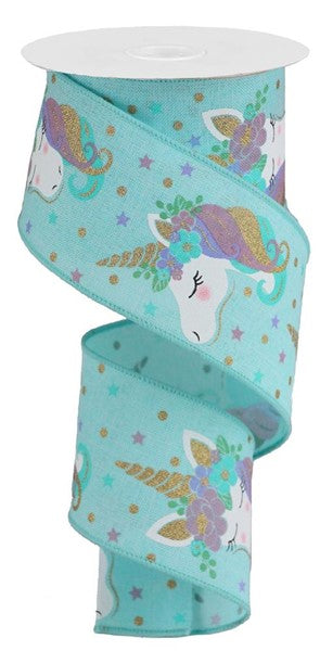 2.5" X 10YDS - UNICORN RIBBON ICE BLUE