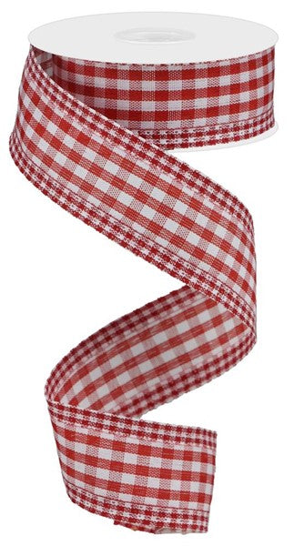 1.5" X 10YDS -RED GINGHAM WITH RED GINGHAM EDGE RIBBON