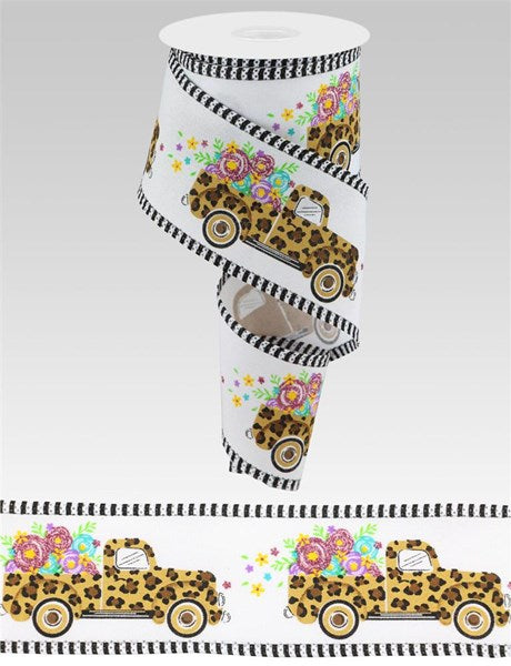2.5" x 10yds- FLOWERS IN LEOPARD PRINT TRUCK