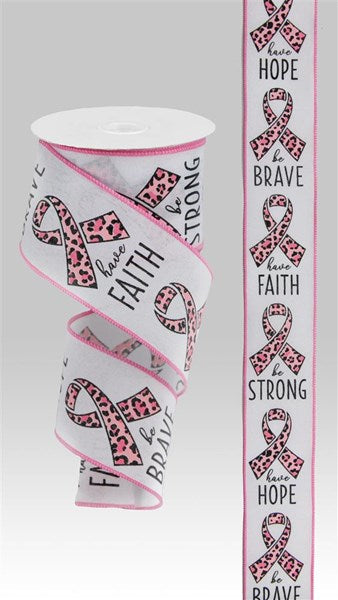 2.5" x 10yds - LEOPARD BREAST CANCER AWARENESS (WHITE/PINK/BLACK)