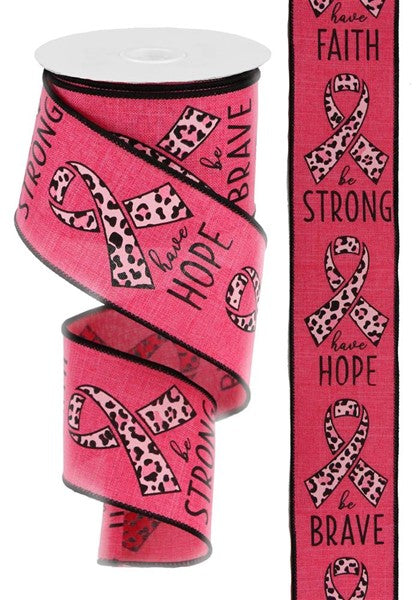 2.5" x 10yds - LEOPARD BREAST CANCER AWARENESS (HOT PINK/BLACK)