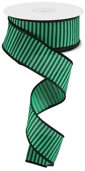 1.5" EMERALD/BLACK HORIZONTAL STRIPE (10YDS)