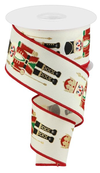 2.5" X 10YDS - NUTCRACKER RIBBON ON WHITE
