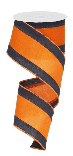 2.5" NAVY AND ORANGE TRI STRIPE RIBBON (10YDS)