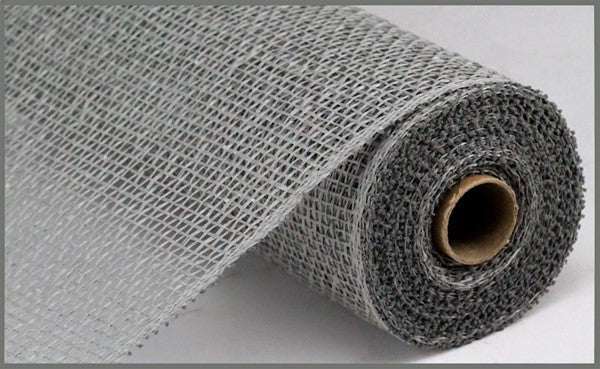 10" GREY POLY BURLAP MESH - (10YDS)