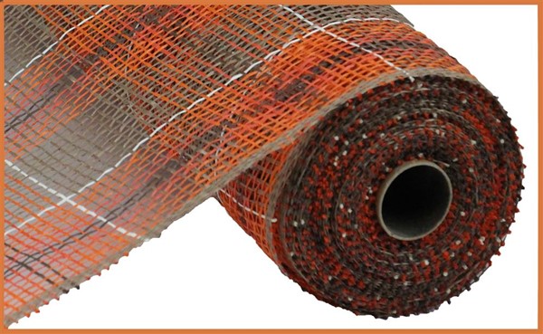 10" X 10YDS - BROWN, ORANGE, BRICK, CREAM POLY BURLAP MESH