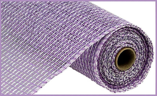 10" LAVENDER AND WHITE TWO TONE POLY BURLAP MESH - (10YDS)