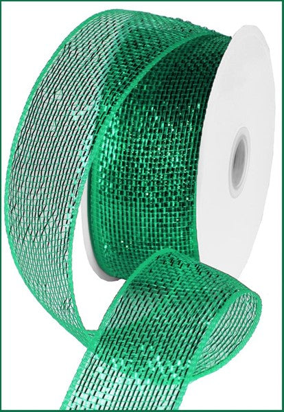 2.5" X 25YDS - EMERALD METALLIC MESH RIBBON