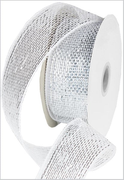 2.5" x 25yds - SILVER FOIL MESH RIBBON - (10YDS)