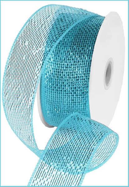 2.5" TURQUOISE BLUE FOIL MESH RIBBON - (25YDS)