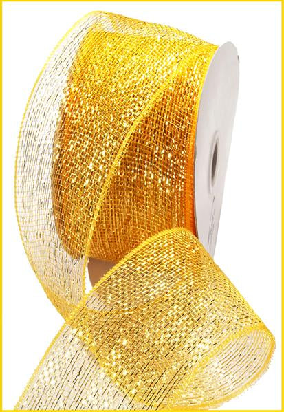 2.5" GOLD METALLIC MESH RIBBON - (25YDS)