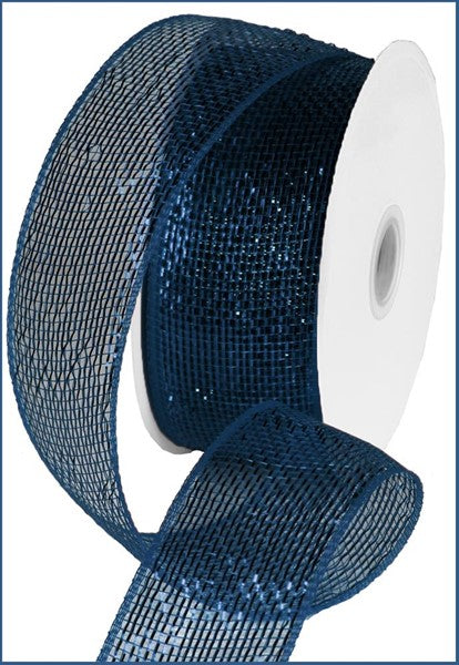 2.5" NAVY BLUE METALLIC MESH RIBBON - (25YDS)