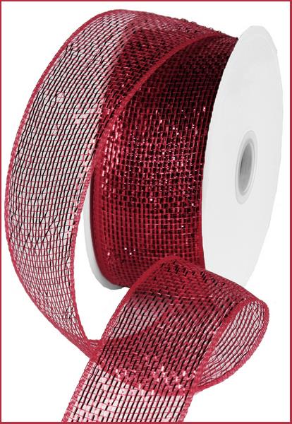 2.5" BURGUNDY METALLIC MESH RIBBON - (25YDS)