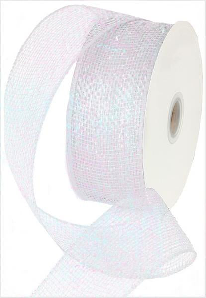 2.5" WHITE METALLIC MESH RIBBON - (25YDS)