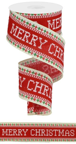 2.5" STITCHED "MERRY CHRISTMAS" RIBBON - (10YDS)