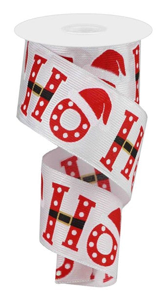 2.5" X 10YDS - GLITTER HO-HO-HO RIBBON