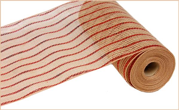 10.5" RED STRIPE JUTE MESH - (10YDS)