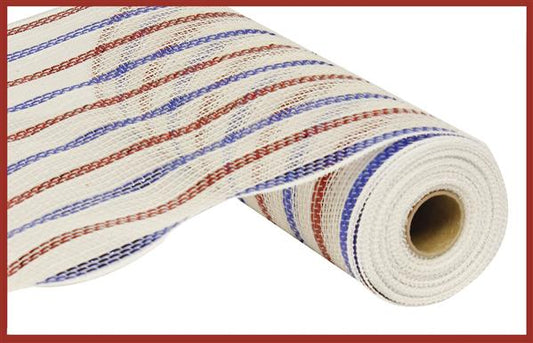 10" RED/WHITE/BLUE STRIPE POLY MESH - (10YDS)