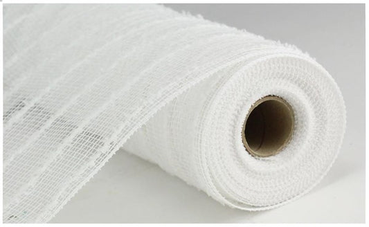 10" WHITE METALLIC COTTON DRIFT DECO MESH - (10YDS)