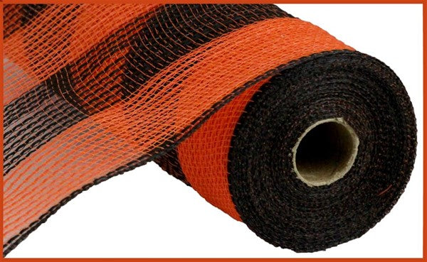 10" X 10YDS - JUTE ORANGE BLACK BOLD STRIPE