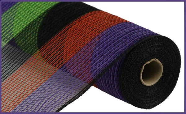 10" BLACK/LIME/ORANGE/PURPLE JUTE MESH - (10YDS)