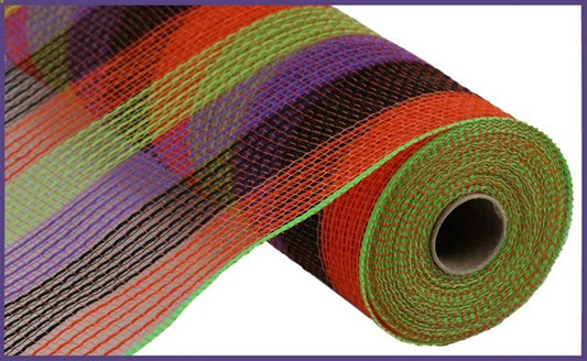 10.25"X10yd Pp/Faux Jute Small Stripe Org/Blk/Fresh Grn/Prpl