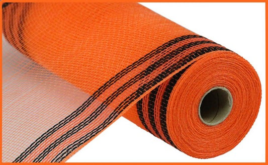 10.5" X 10YDS JUTE ORANGE WITH BLACK BORDER STRIPE