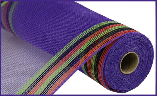 10" PURPLE BORDER STRIPE FAUX JUTE MESH - (10YDS)