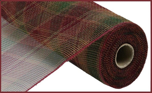 10" X 10YDS - PLAID MESH Burgundy/Brown/Moss Green