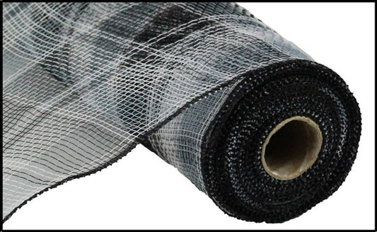 10" BLACK AND WHITE PLAID MESH - (10YDS)