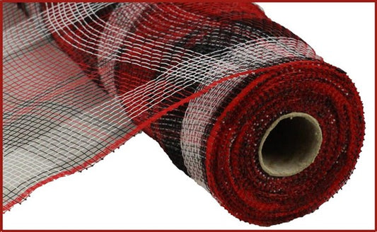10" X 10YDS - RED BLACK WHITE PLAID MESH