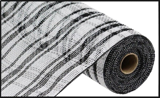 10" BLACK & WHITE COTTON FOIL CHECK MESH - (10YDS)