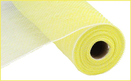 10" PASTEL YELLOW/WHITE FOIL DECO MESH - (10YDS)
