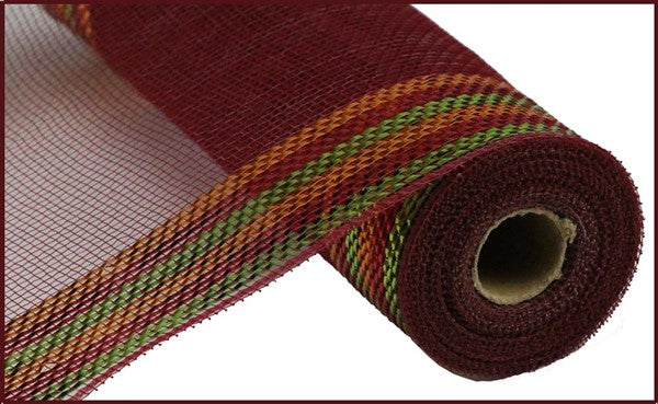 10" BURGUNDY WITH COPPER AND GREEN BORDER STRIPE-(10YDS)
